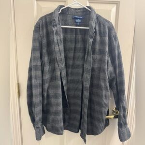 Old Navy Slim Fit Gray Plaid Button-Up Shirt